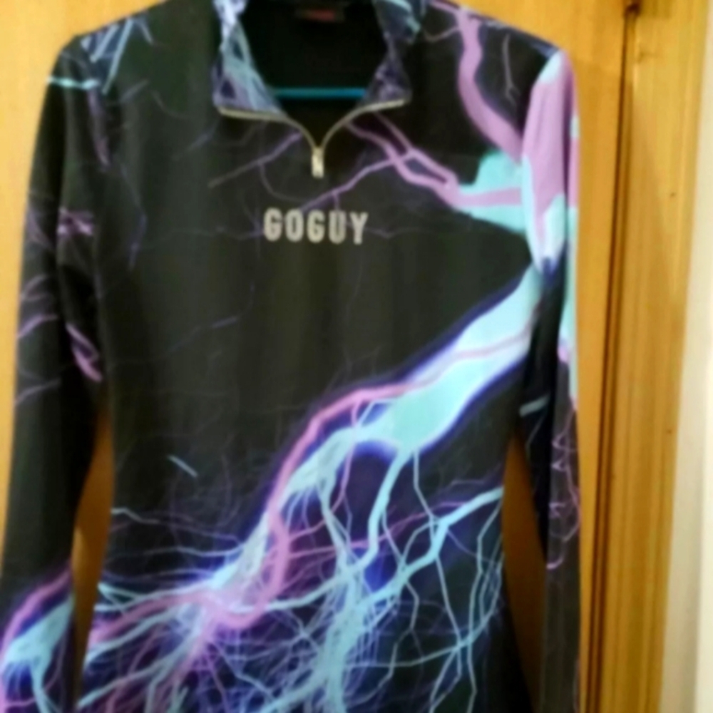 Goguy Long Sleeve Women's Large Active Wear Electric Print Shirt Unisex - Picture 2 of 7